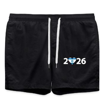 J’aime Israël 2026, vacances en Israël 2026 - Short de bain - noir - Devant - AI Model Male 185 light (185cm)