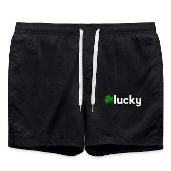 Lucky Shamrock Minimalist Irish Design - Swim Trunks - black - Front - AI Model Male 185 light (185cm)