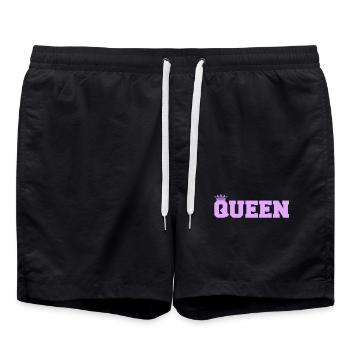 Königin in Lila Kronen-Style - Badeshorts - Schwarz - Vorne - AI Model Male 185 light (185cm)