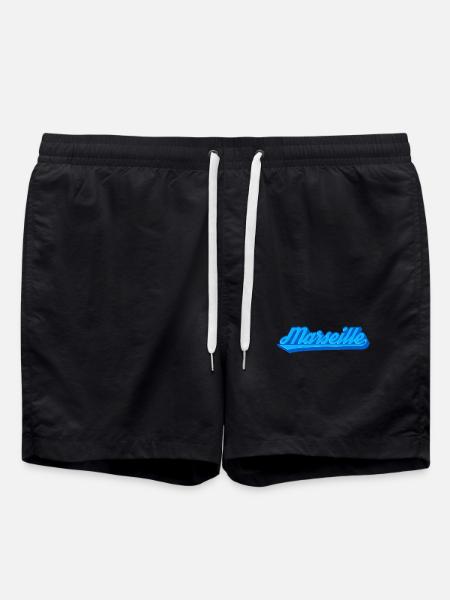 Marseille Retro Blue Font - Swim Trunks - black