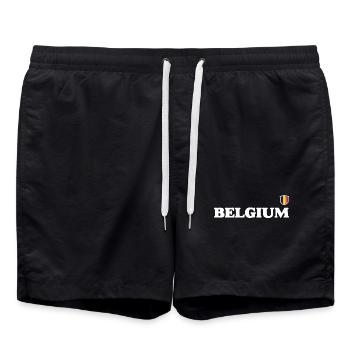 Belgische Flagge - Badeshorts - Schwarz - Vorne - AI Model Male 185 light (185cm)