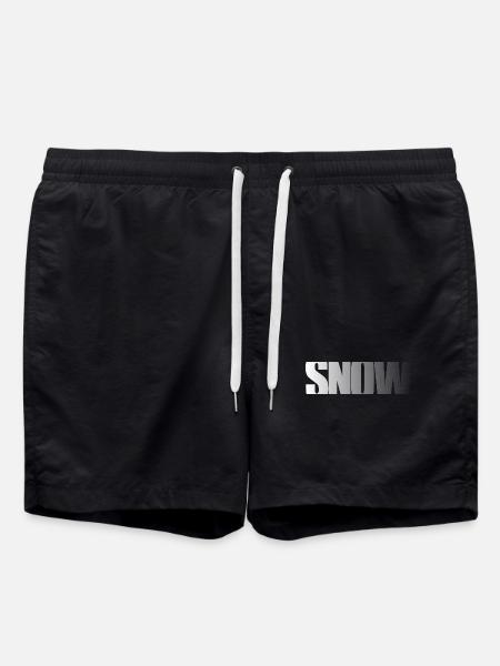 SNOW Lettering Snow White Bold Font Fat - Swim Trunks - black
