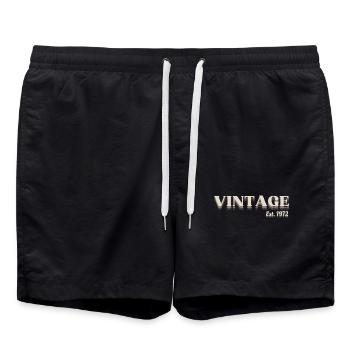 Vintage 1972 Rétro - Short de bain - noir - Devant - AI Model Male 185 light (185cm)