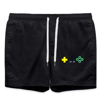 Boutons de manette de jeu Rétro Vector - Short de bain - noir - Devant - AI Model Male 185 light (185cm)