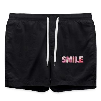 Plüsch Smile Schriftzug Patchwork Trend - Badeshorts - Schwarz - Vorne - AI Model Male 185 light (185cm)