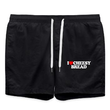 Ich liebe Käsebrot. Mein Lieblingsessen: Käsebrot. - Badeshorts - Schwarz - Vorne - AI Model Male 185 light (185cm)