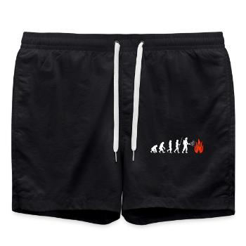 Pompier Évolution de la brigade d’incendie - Short de bain - noir - Devant - AI Model Male 185 light (185cm)
