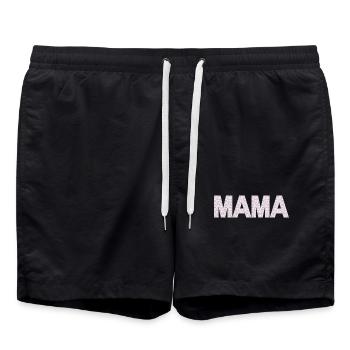 Mama Blüten Typografie - Badeshorts - Schwarz - Vorne - AI Model Male 185 light (185cm)