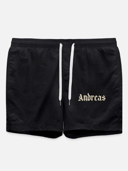 Andreas Fraktur Font Motif - Swim Trunks - black