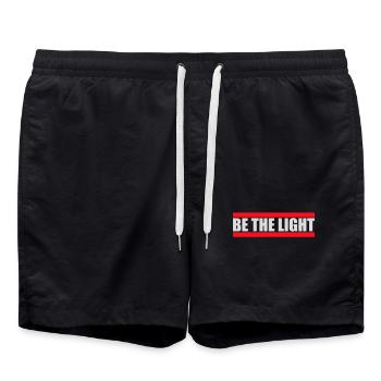 Be The Light Motivierend Positivität Spruch Logo - Badeshorts - Schwarz - Vorne - AI Model Male 185 light (185cm)