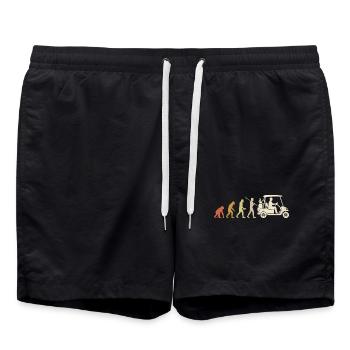 Golf Cart Evolution Funny Golfer Gift - Swim Trunks - black - Front - AI Model Male 185 light (185cm)