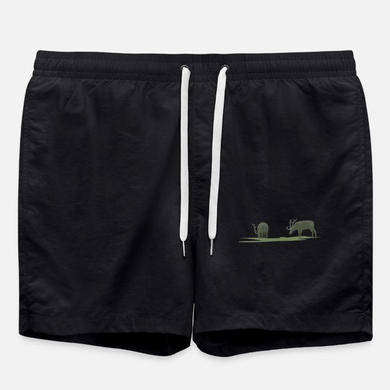 Moose or deer grazing - Swim Trunks - black