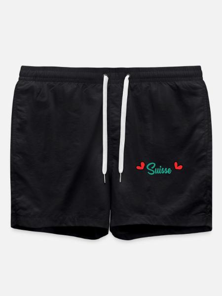 SUISSE. HUMOUR. PAYS. DRAPEAU. GENEVE. LAUSANNE - Short de bain - noir