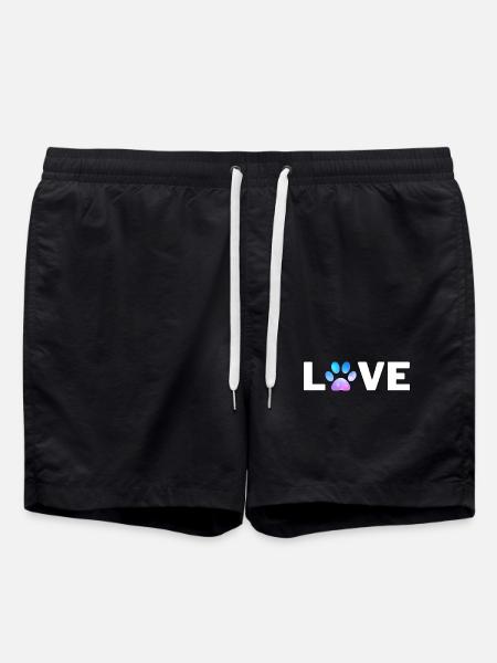 Pfotenherz Tattoodesign für Tierliebhaber - Badeshorts - Schwarz