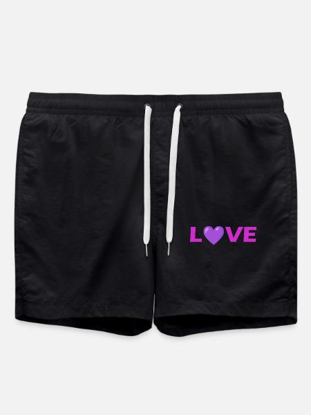 Love Heart Typography Design - Swim Trunks - black