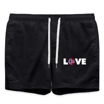 Norvège - Amour - Norge - Liebe - Norwegen - Short de bain - noir - Devant - AI Model Male 185 light (185cm)