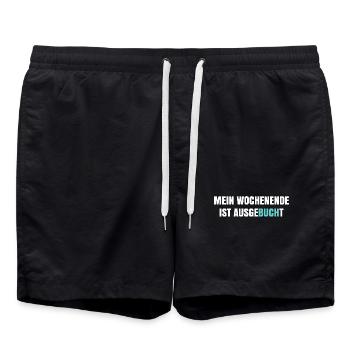 Mein Wochenende ist ausgeBUCHt - Badeshorts - Schwarz - Vorne - AI Model Male 185 light (185cm)