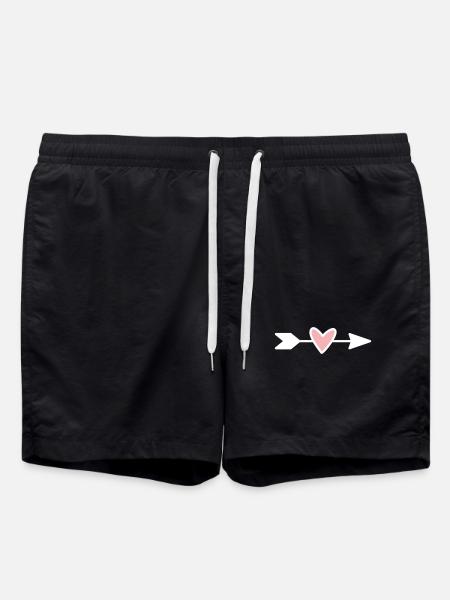 Heart Arrow Minimal Design - Swim Trunks - black