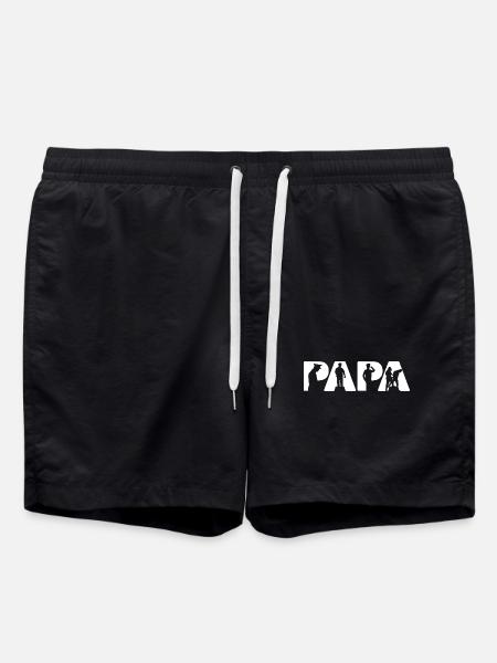 Papa Polizei Herzschlag EKG Puls Polizist Papa Beamter - Badeshorts - Schwarz