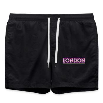 Londoner Neon-Typografielinien - Badeshorts - Schwarz - Vorne - AI Model Male 185 light (185cm)