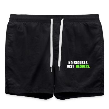 No excuses. Just results. - Badeshorts - Schwarz - Vorne - AI Model Male 185 light (185cm)