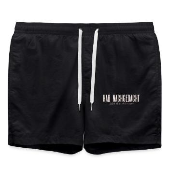 Hab nachgedacht–Jetzt ist es schlimmer Typografie - Badeshorts - Schwarz - Vorne - AI Model Male 185 light (185cm)