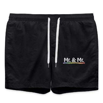 Mariage gay de M. et M. arc-en-ciel - Short de bain - noir - Devant - AI Model Male 185 light (185cm)