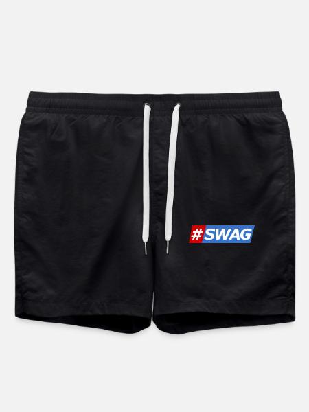 SWAG Block Colors Hashtag - Swim Trunks - black