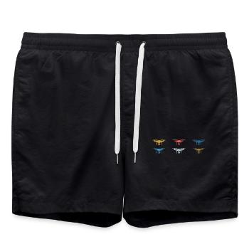 Vintage Drohnen Pilot - Badeshorts - Schwarz - Vorne - AI Model Male 185 light (185cm)