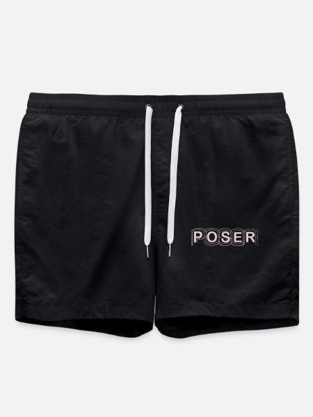Minimalistisches POSER-Textdesign - Badeshorts - Schwarz