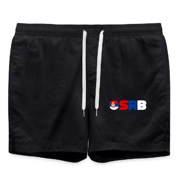 Serbien - Badeshorts - Schwarz - Vorne - AI Model Male 185 light (185cm)