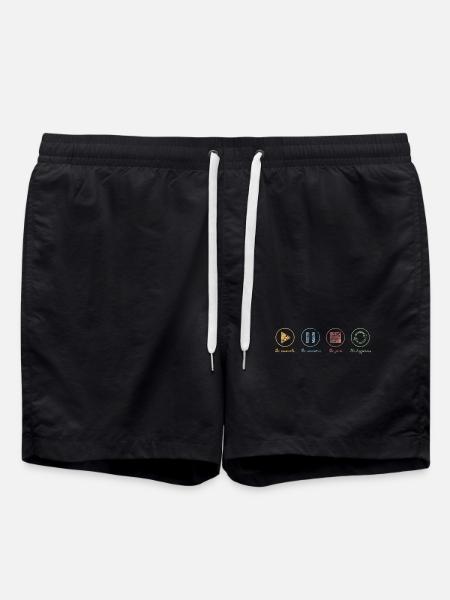 Mindfulness, Moments, Memories, Happiness - Swim Trunks - black