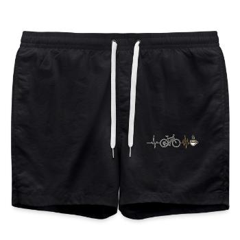 E-bike bike, heartbeat and coffee - Swim Trunks - black - Front - AI Model Male 185 light (185cm)