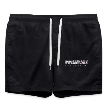 Innsbrucker Distressed Wortmarke - Badeshorts - Schwarz - Vorne - AI Model Male 185 light (185cm)