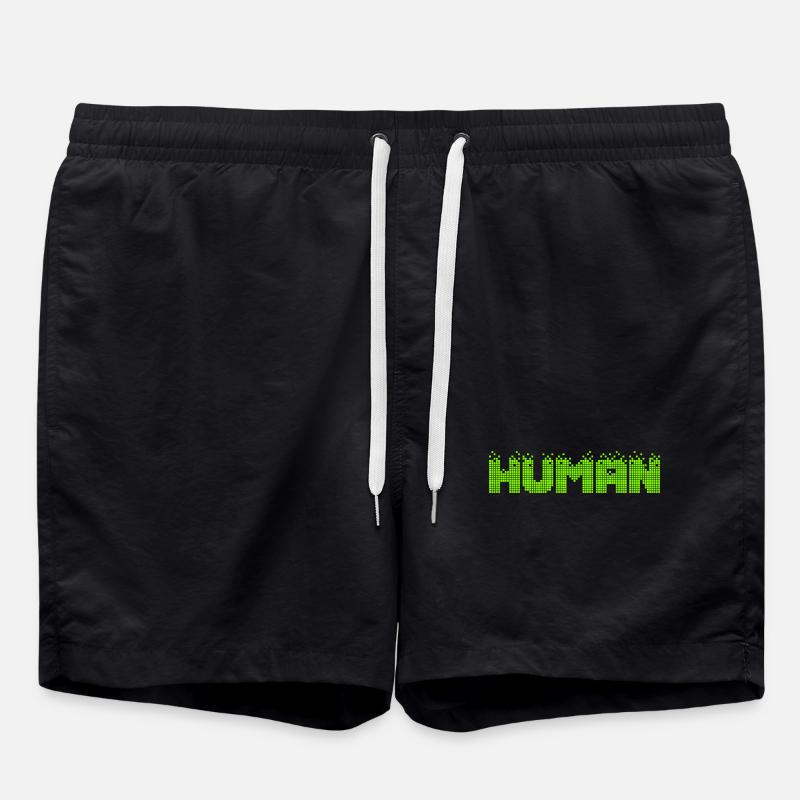 HUMAN Neon Pixel Glitch - Swim Trunks - black