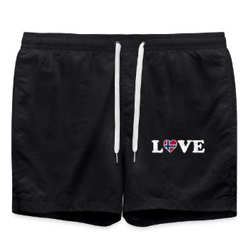 Love - Norway Flag - Norge - Norwegen - Badeshorts - Schwarz - Vorne - AI Model Male 185 light (185cm)