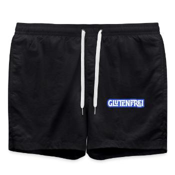 Glutenfrei Logo Blau Statement - Badeshorts - Schwarz - Vorne - AI Model Male 185 light (185cm)
