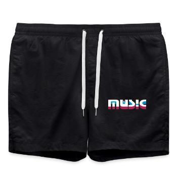 Lettrage de musique 3D avec étoiles - Short de bain - noir - Devant - AI Model Male 185 light (185cm)