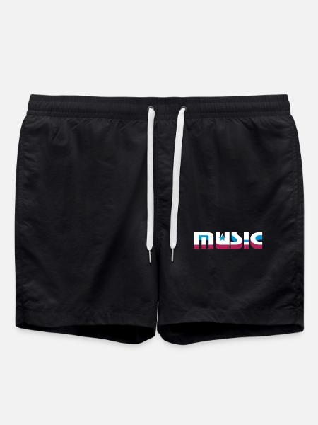 3D Music Lettering with Stars - Swim Trunks - black