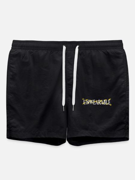 Untragbar – Statement-Design mit Warnband - Badeshorts - Schwarz