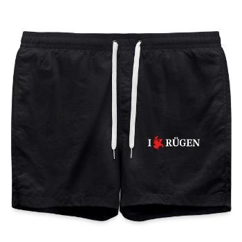 I love Rügen - Badeshorts - Schwarz - Vorne - AI Model Male 185 light (185cm)