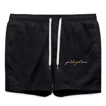 You look good to me - vintage jazz lettering - Badeshorts - Schwarz - Vorne - AI Model Male 185 light (185cm)