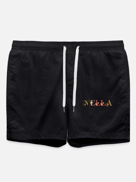 Le nom NELLA est décoré de fleurs - Short de bain - noir