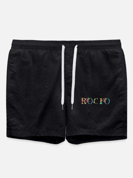 ROCIO name decorated with flowers - Swim Trunks - black