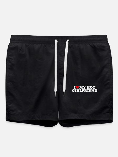 I Love My Hot Girlfriend Statement - Swim Trunks - black