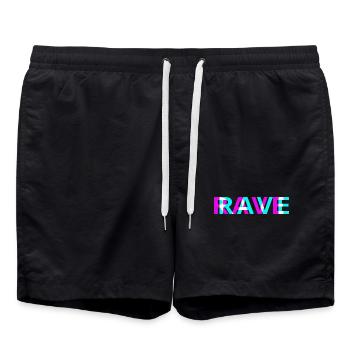 Rave Neon Techno Festival Design - Badeshorts - Schwarz - Vorne - AI Model Male 185 light (185cm)