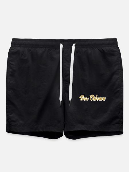 New Orleans Gold Script - Swim Trunks - black