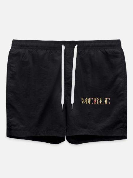 MERLE Name mit Blumen geschmückt - Badeshorts - Schwarz