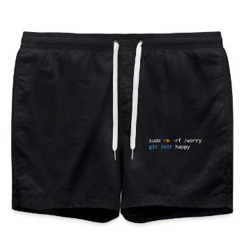 Mach dir keine Sorgen, sei glücklich, dunkel - Badeshorts - Schwarz - Vorne - AI Model Male 185 light (185cm)