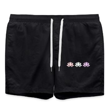 Fleur de lotus, fleur de lotus, fleur de lotus, yoga aux fleurs pastel - Short de bain - noir - Devant - AI Model Male 185 light (185cm)